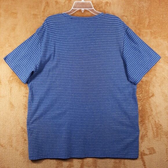 VINCE Shirt Mens XXL Blue Stripe Pullover Crew Short Sleeve Pima Cotton Tee $125 - Picture 4 of 6